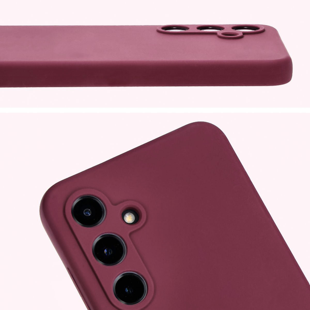 Silikon Handyhülle für Galaxy S24 FE, Bizon Soft Case, Pflaumenfarbe