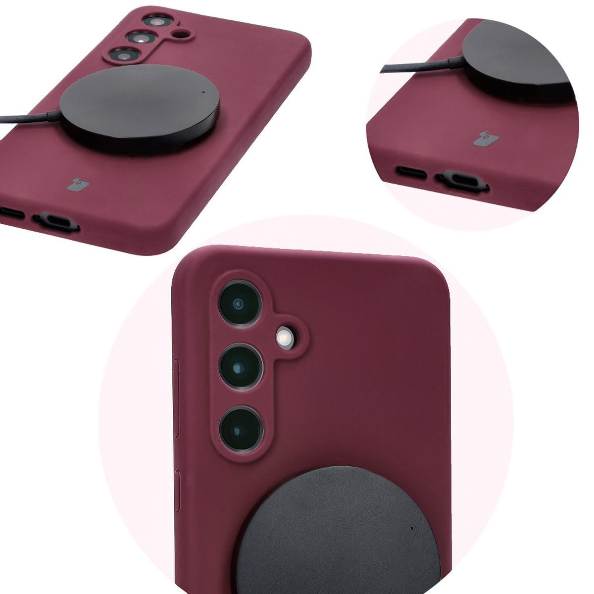 Silikon Handyhülle für Galaxy S24 FE, Bizon Soft Case, Pflaumenfarbe