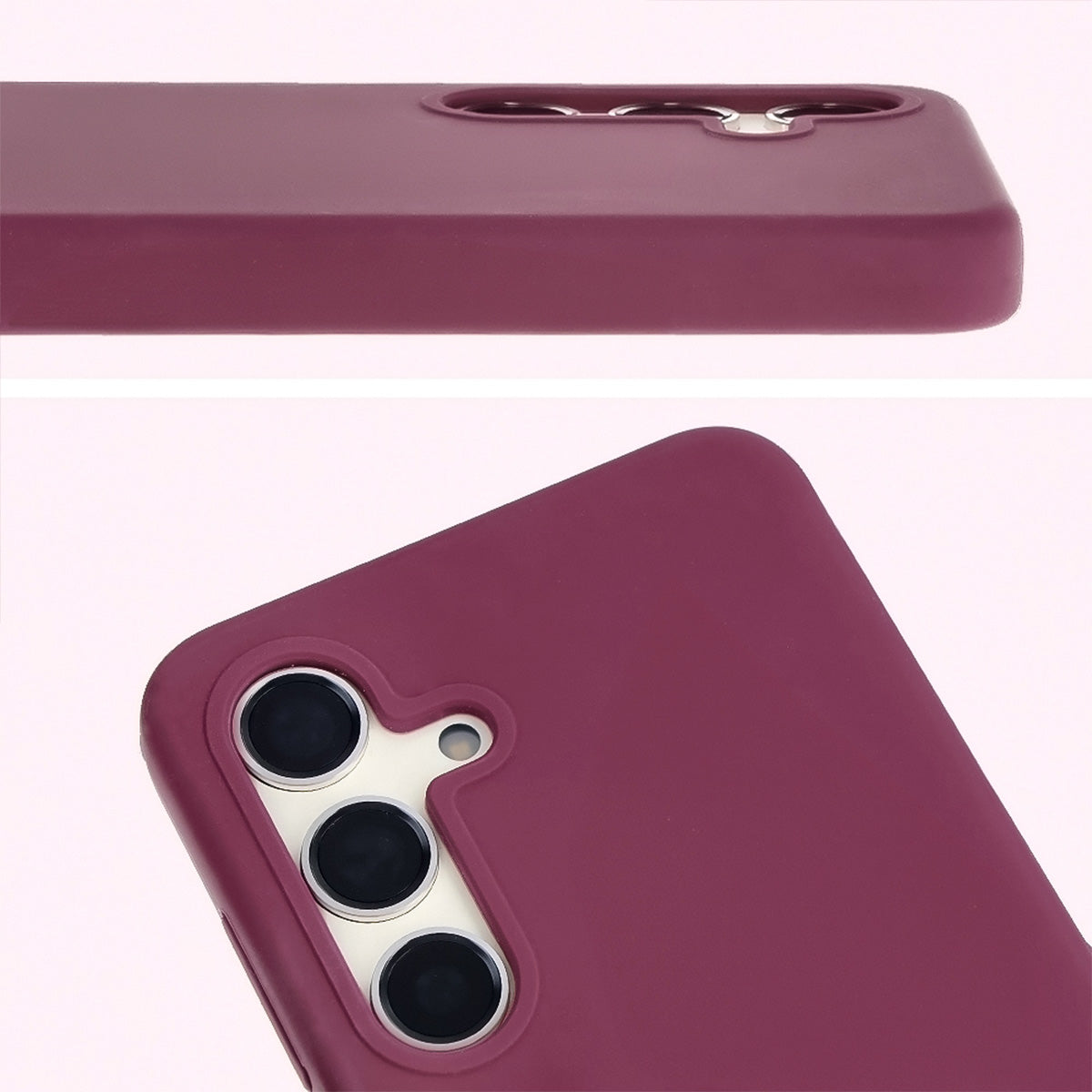 Silikon Handyhülle für Galaxy S24, Bizon Soft Case, Pflaumenfarbe