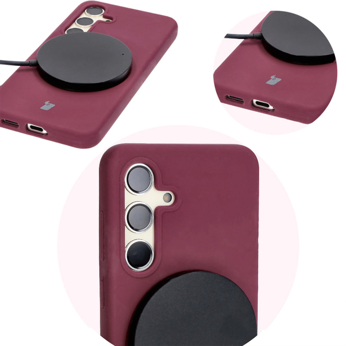 Silikon Handyhülle für Galaxy S24, Bizon Soft Case, Pflaumenfarbe