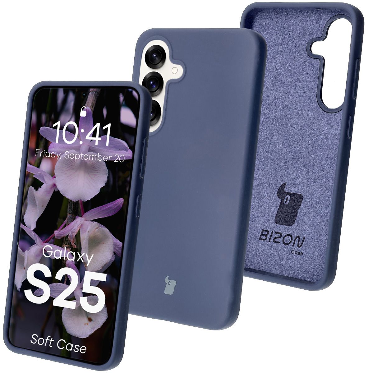 Silikon Handyhülle für Galaxy S25, Bizon Soft Case, Dunkelblau