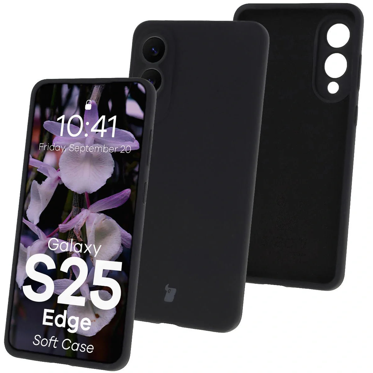 Silikon Handyhülle für Galaxy S25 Edge, Bizon Soft Case, Schwarz