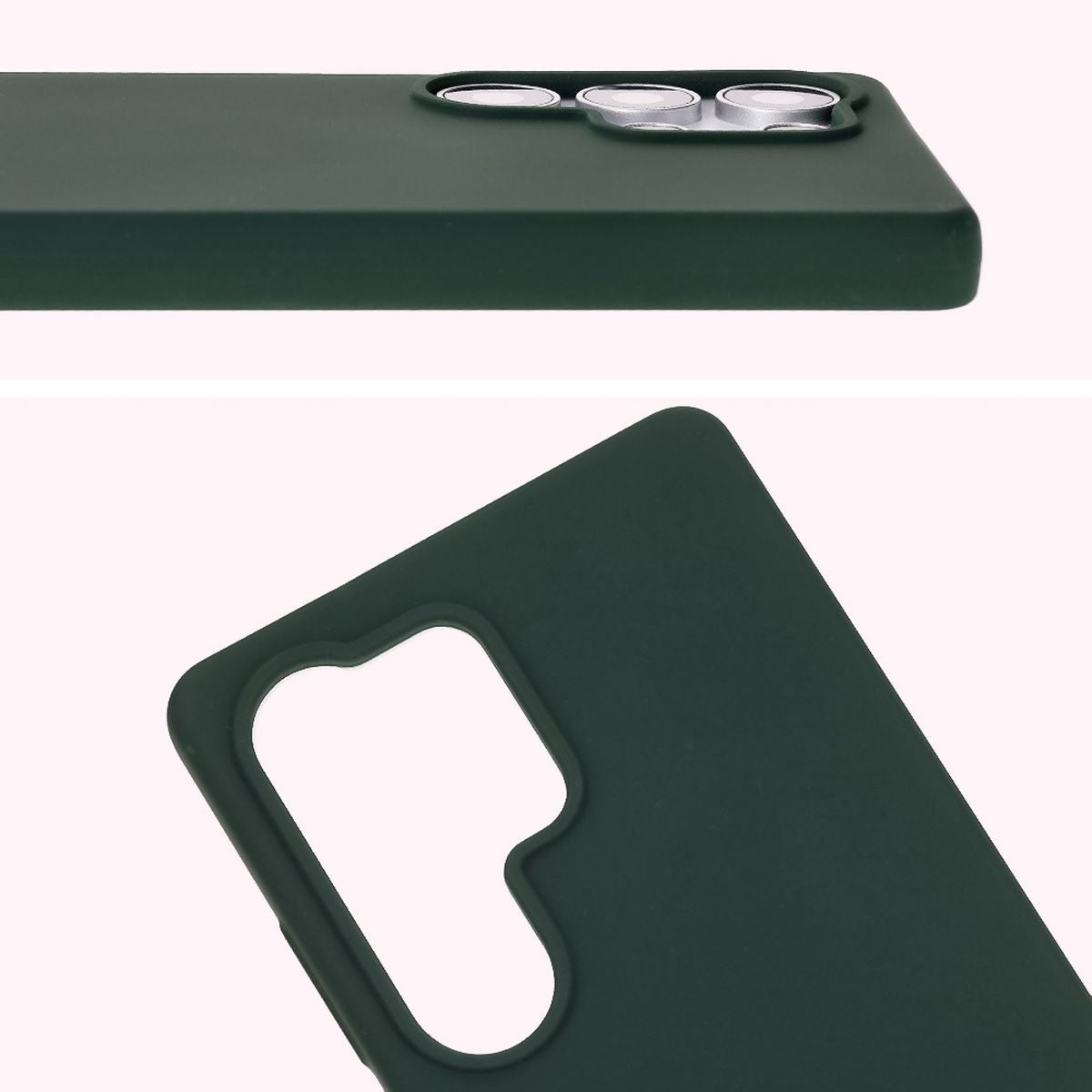 Silikon Handyhülle für Galaxy S25 Ultra, Bizon Soft Case, Dunkelgrün