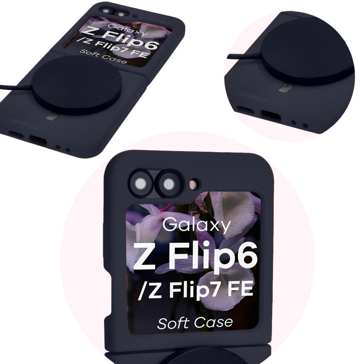 Silikon Handyhülle für Galaxy Z Flip7 FE / Z Flip6, Bizon Soft Case, Dunkelblau