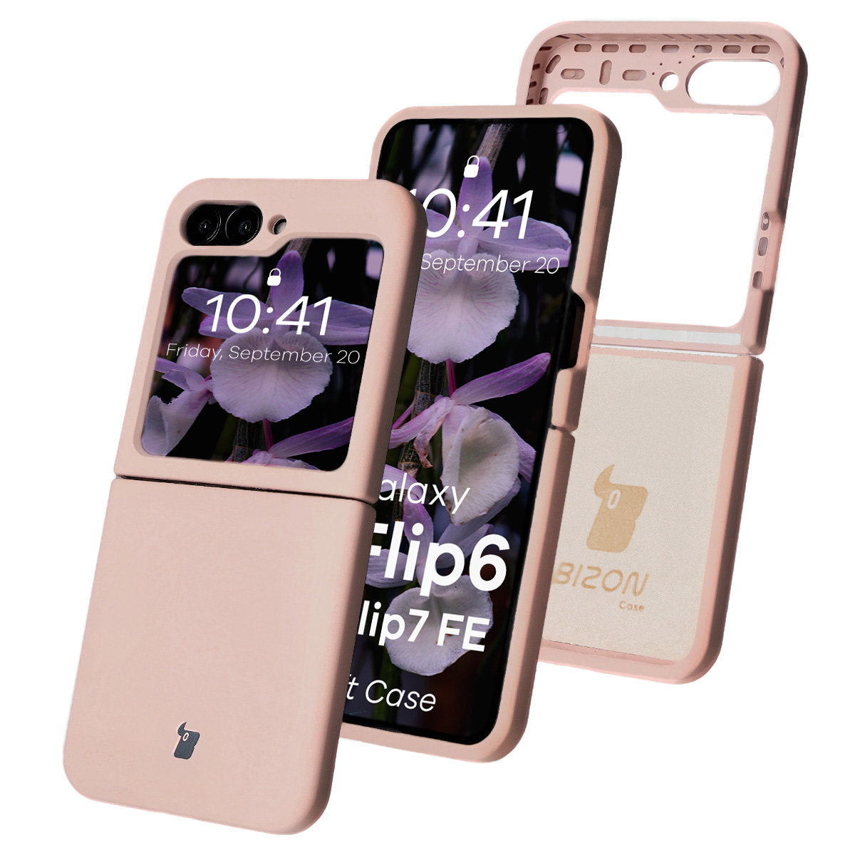 Silikon Handyhülle für Galaxy Z Flip7 FE / Z Flip6, Bizon Soft Case, Hellrosa