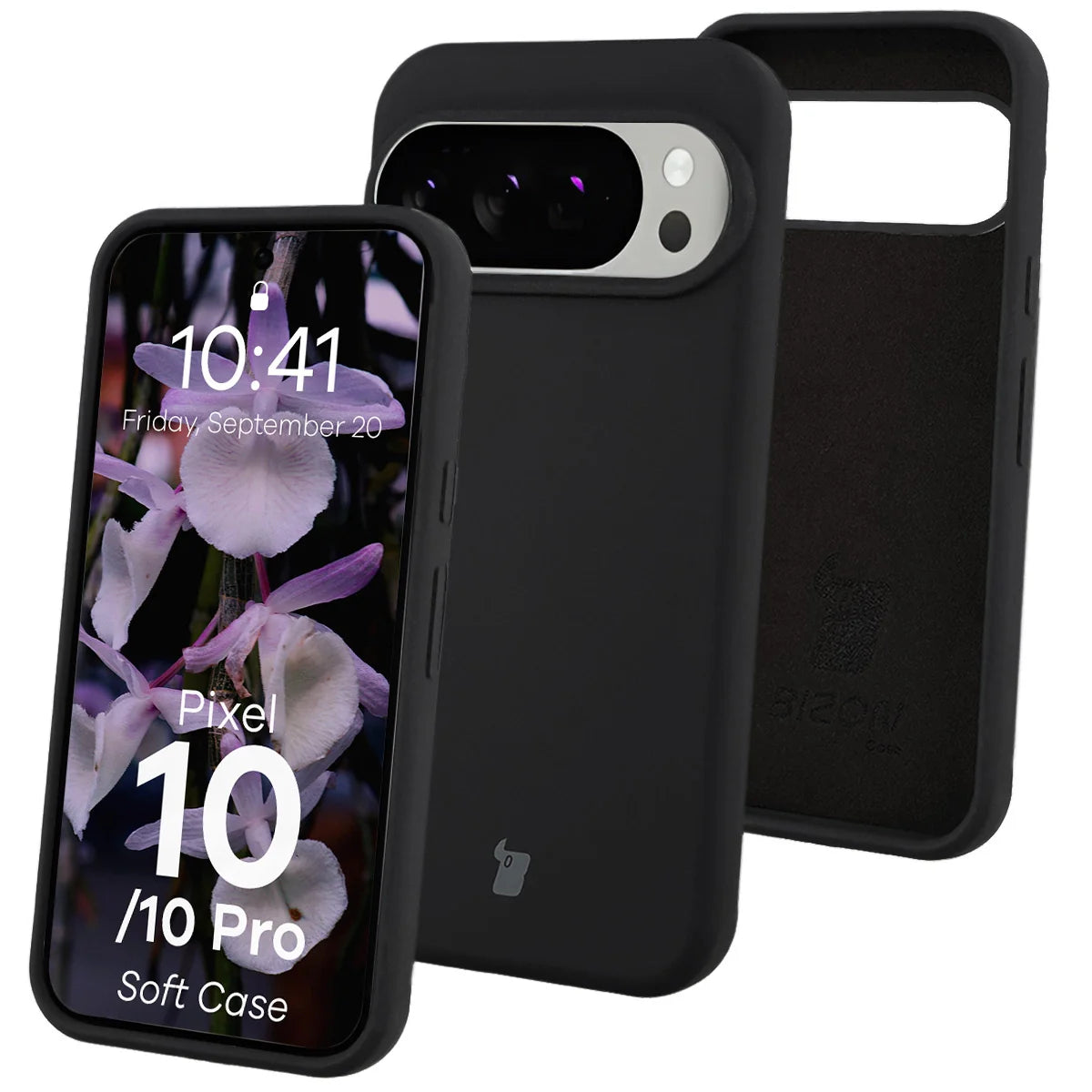 Silikon Handyhülle für Google Pixel 10 / 10 Pro, Bizon Soft Case, Schwarz