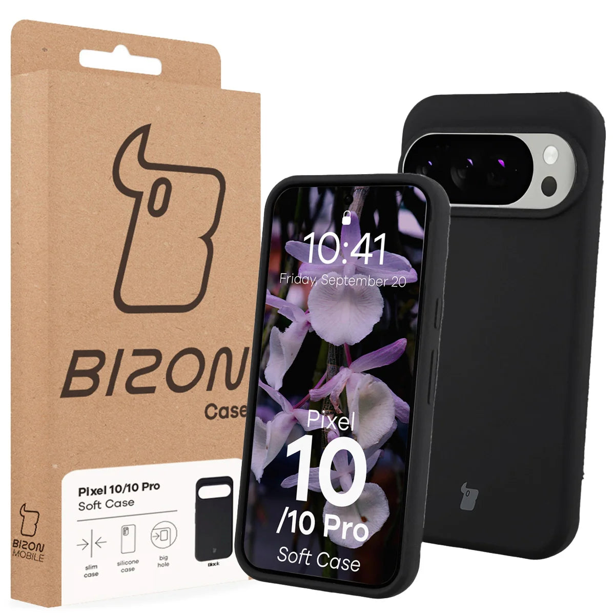 Silikon Handyhülle für Google Pixel 10 / 10 Pro, Bizon Soft Case, Schwarz