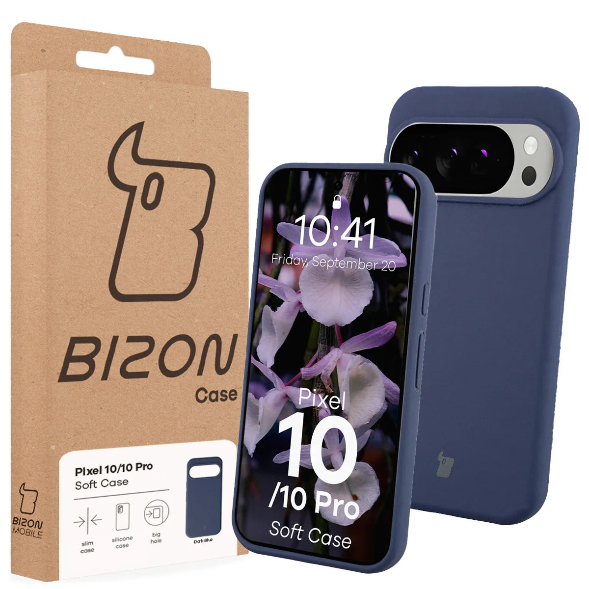 Silikon Handyhülle für Google Pixel 10 / 10 Pro, Bizon Soft Case, Dunkelblau