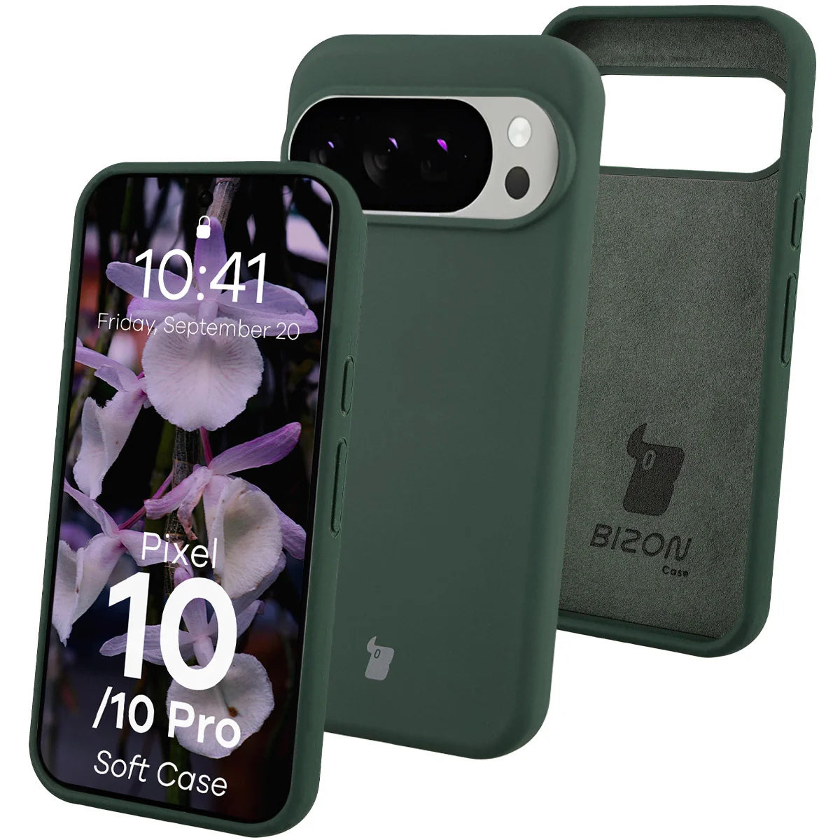 Silikon Handyhülle für Google Pixel 10 / 10 Pro, Bizon Soft Case, Dunkelgrün