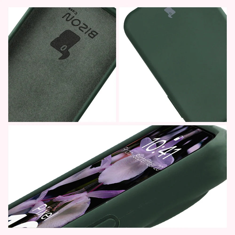 Silikon Handyhülle für Google Pixel 10 / 10 Pro, Bizon Soft Case, Dunkelgrün