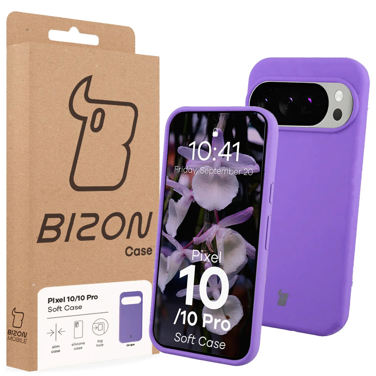 Silikon Handyhülle für Google Pixel 10 / 10 Pro, Bizon Soft Case, Violett