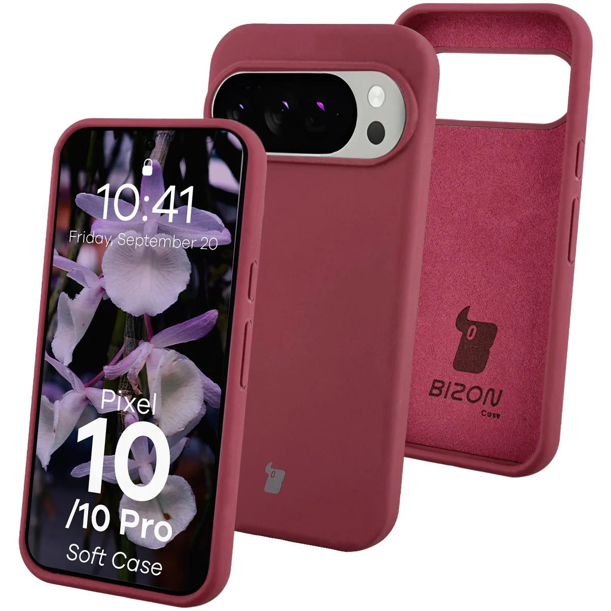 Silikon Handyhülle für Google Pixel 10 / 10 Pro, Bizon Soft Case, Pflaumenfarbe