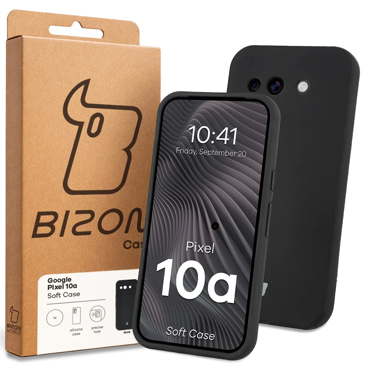 Silikon Handyhülle für Google Pixel 10a, Bizon Soft Case, Schwarz