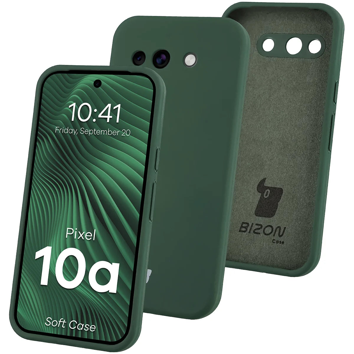 Silikon Handyhülle für Google Pixel 10a, Bizon Soft Case, Dunkelgrün