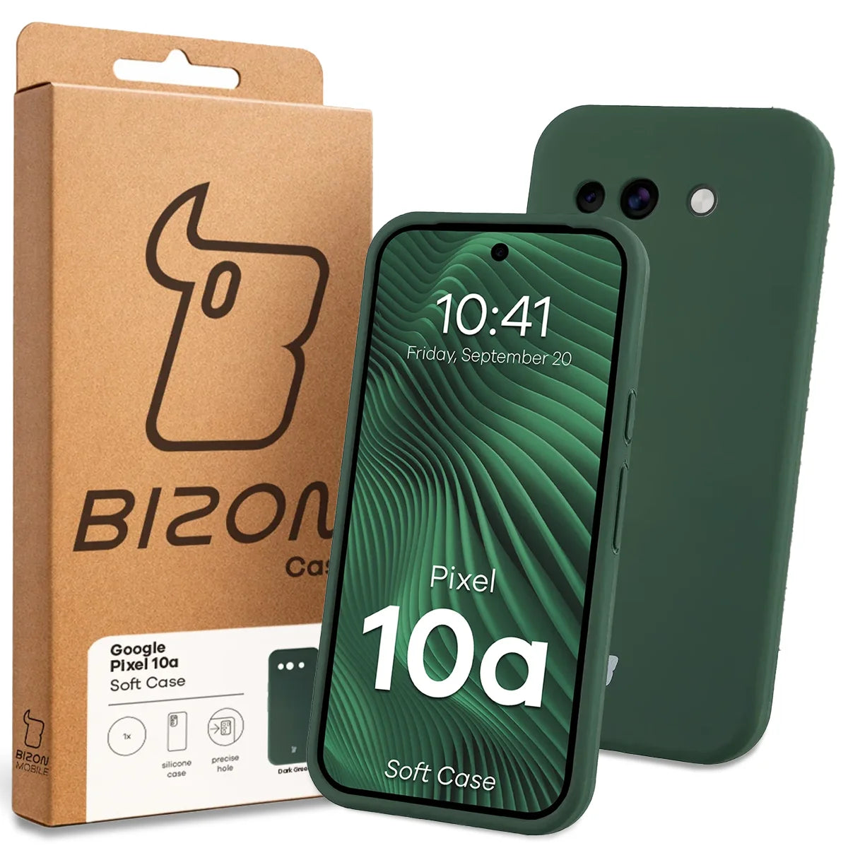 Silikon Handyhülle für Google Pixel 10a, Bizon Soft Case, Dunkelgrün