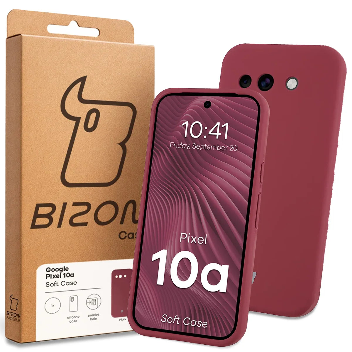 Silikon Handyhülle für Google Pixel 10a, Bizon Soft Case, Pflaumenfarbe