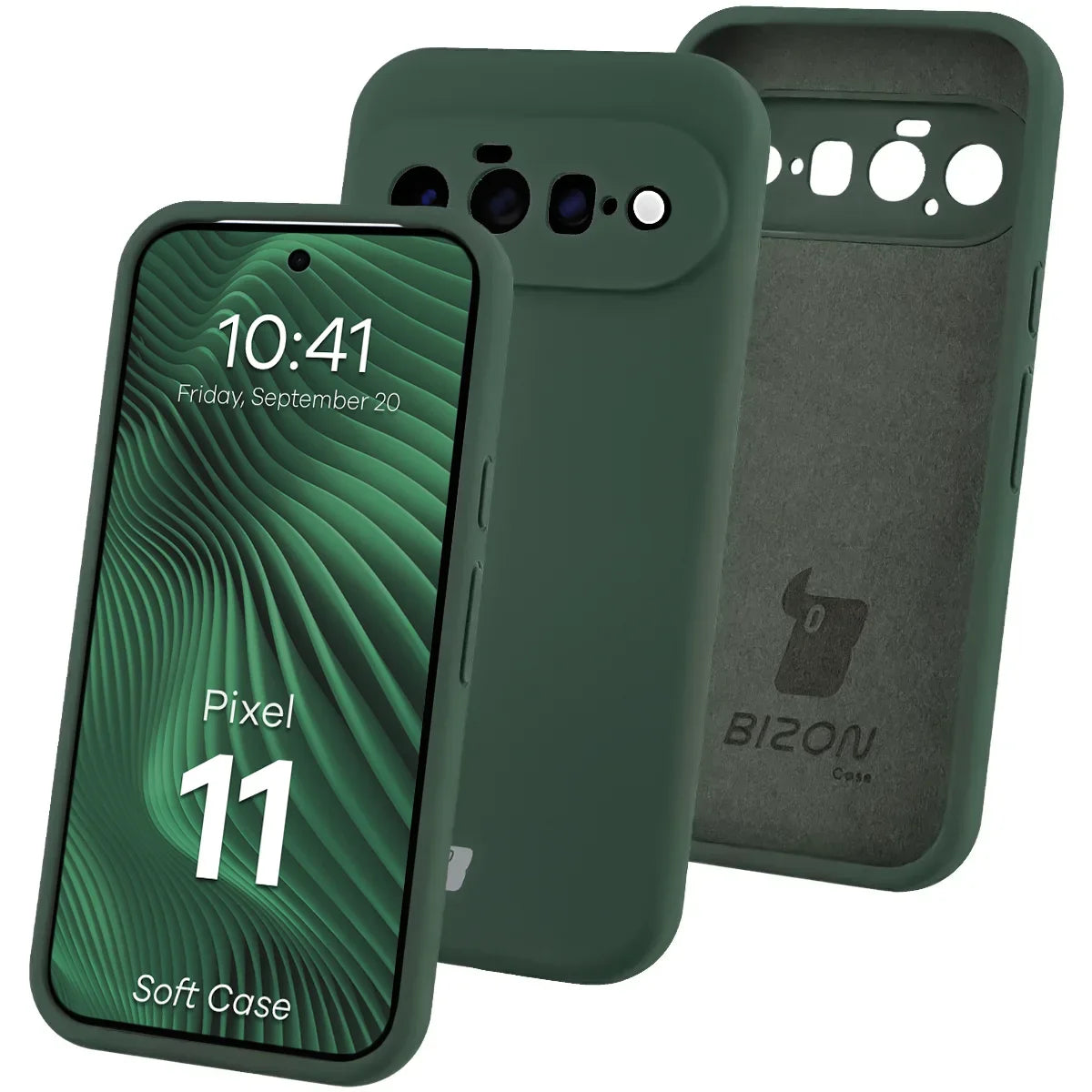 Silikon Handyhülle für Google Pixel 11, Bizon Soft Case, Dunkelgrün
