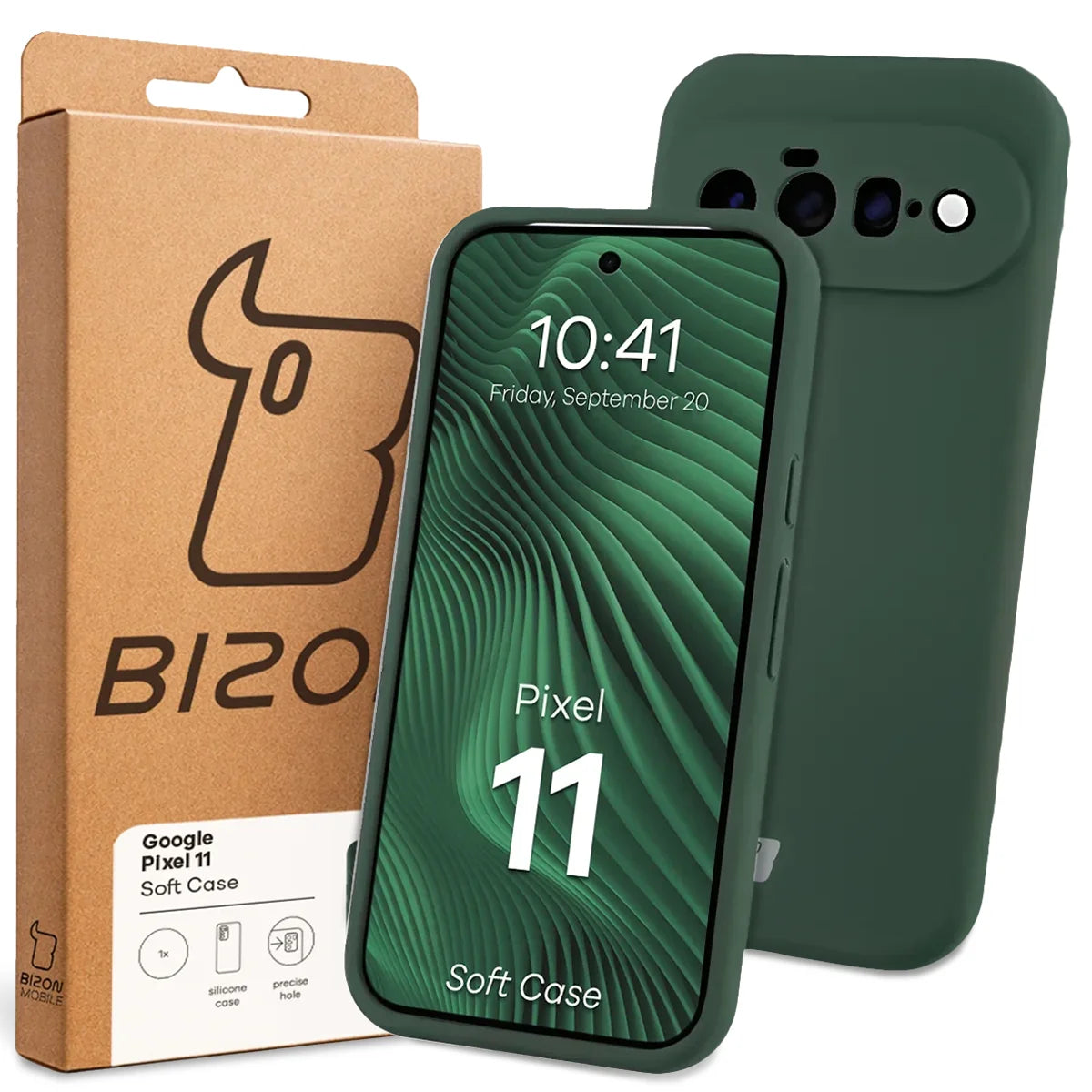 Silikon Handyhülle für Google Pixel 11, Bizon Soft Case, Dunkelgrün