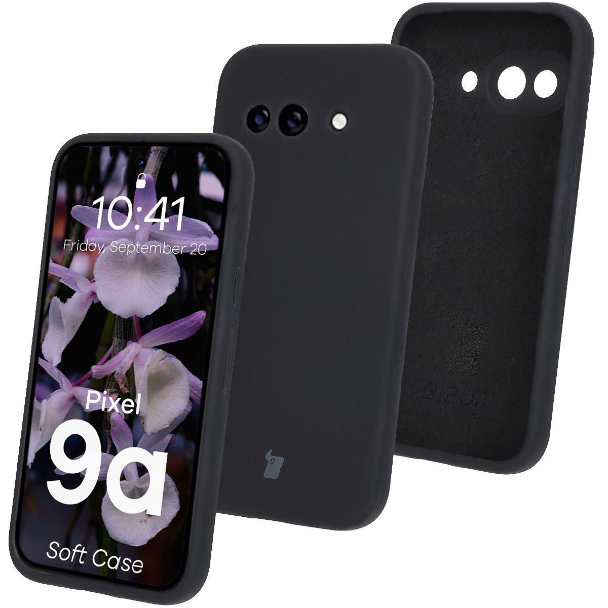 Silikon Handyhülle für Google Pixel 9a, Bizon Soft Case, Schwarz