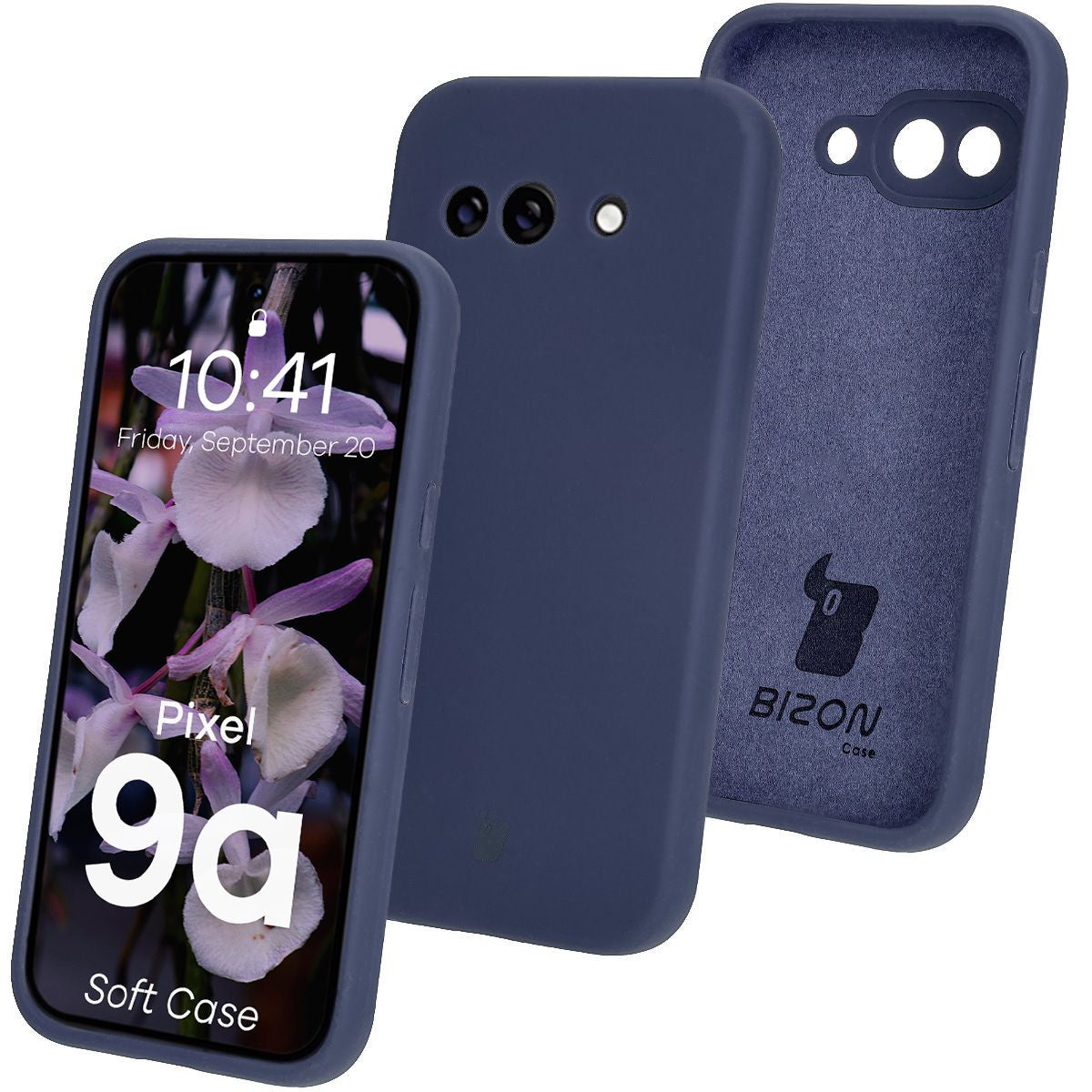 Silikon Handyhülle für Google Pixel 9a, Bizon Soft Case, Dunkelblau