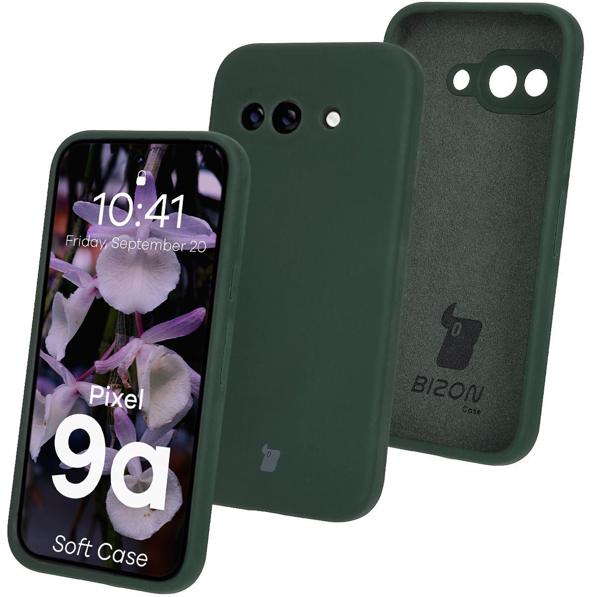 Silikon Handyhülle für Google Pixel 9a, Bizon Soft Case, Dunkelgrün
