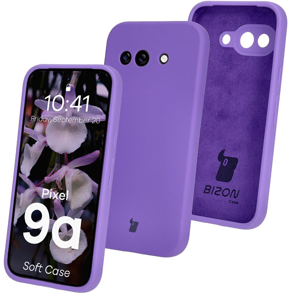 Silikon Handyhülle für Google Pixel 9a, Bizon Soft Case, Violett