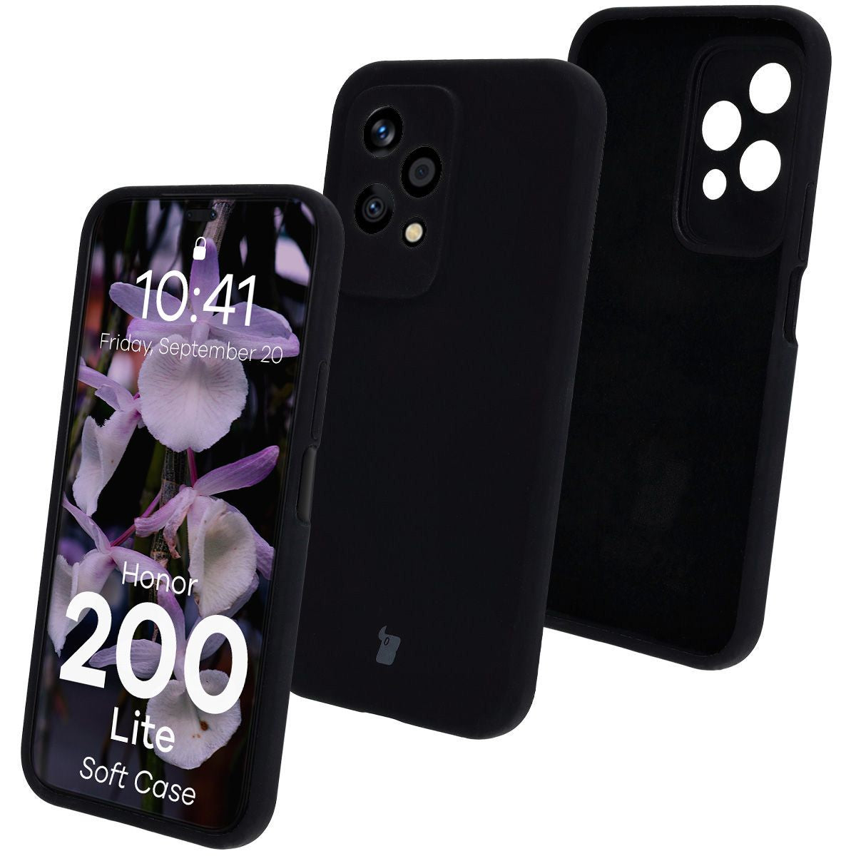 Silikon Handyhülle für Honor 200 Lite, Bizon Soft Case, Schwarz