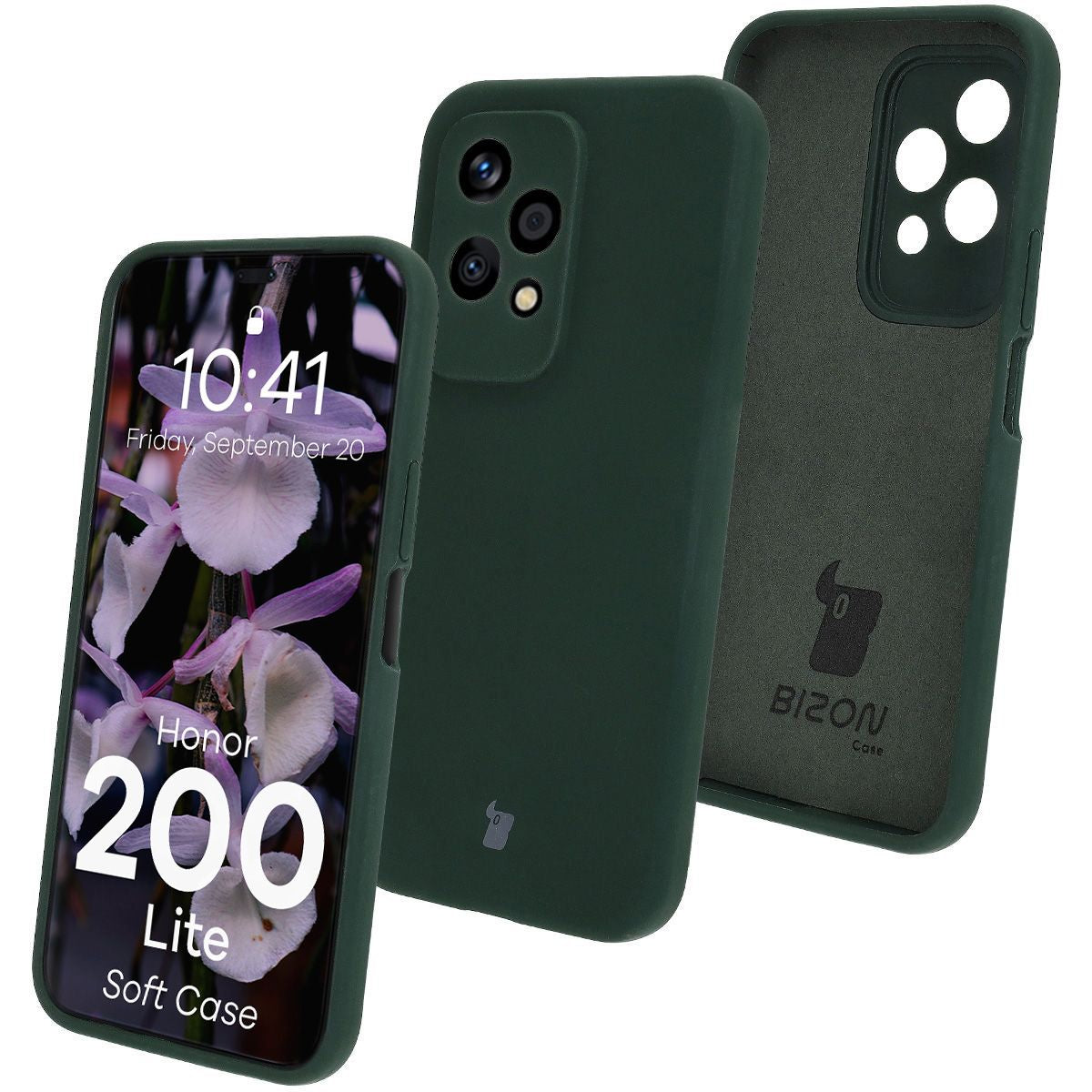 Silikon Handyhülle für Honor 200 Lite, Bizon Soft Case, Dunkelgrün