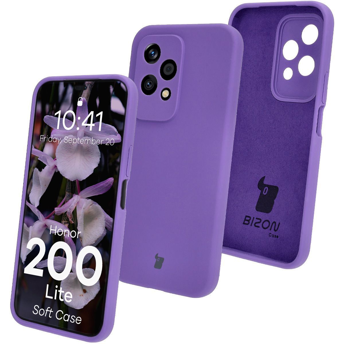 Silikon Handyhülle für Honor 200 Lite, Bizon Soft Case, Violett