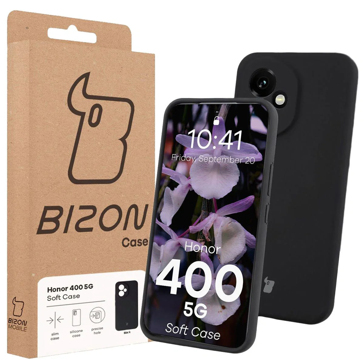 Silikon Handyhülle für Honor 400, Bizon Soft Case, Schwarz