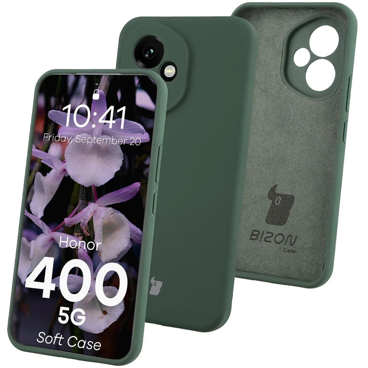 Silikon Handyhülle für Honor 400, Bizon Soft Case, Dunkelgrün