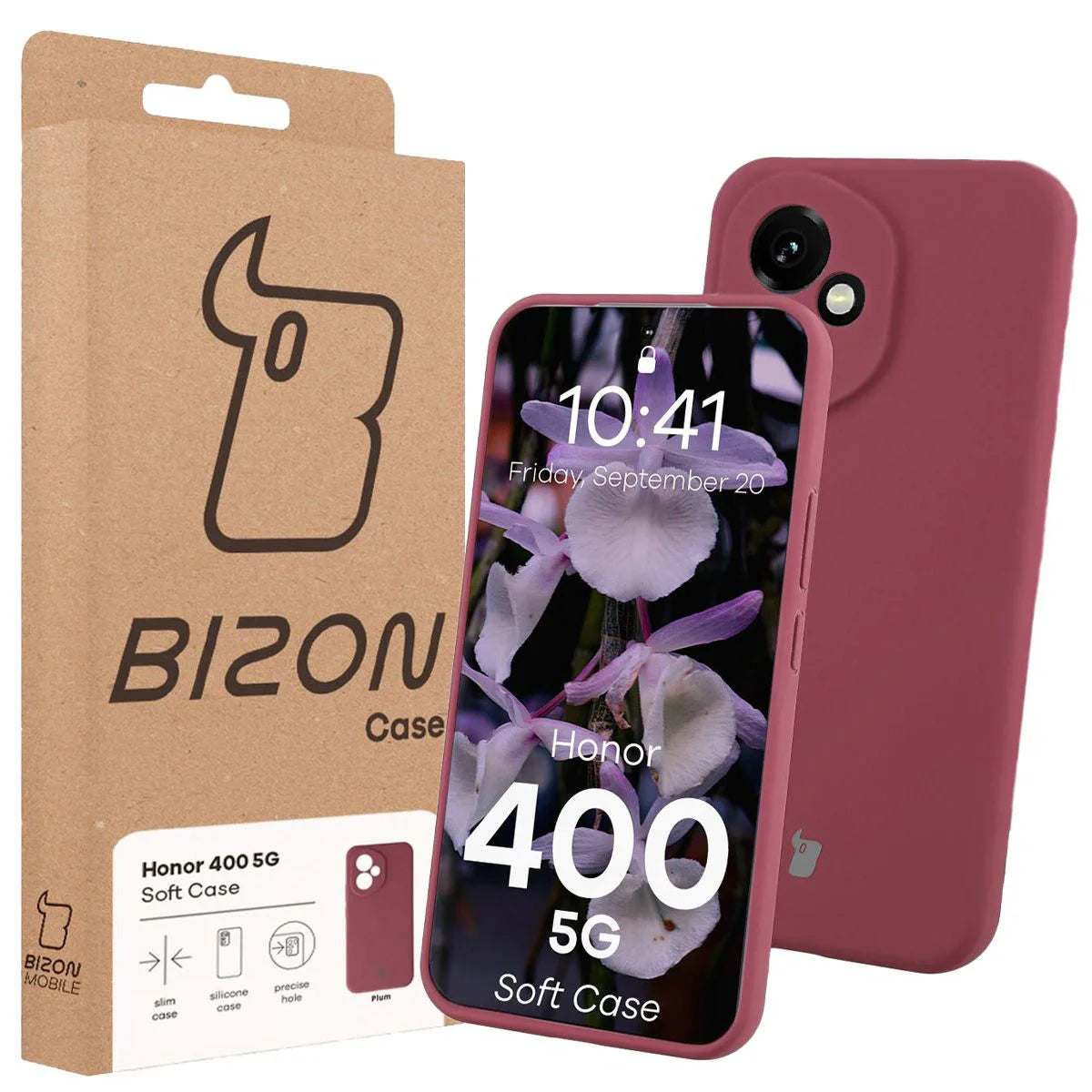 Silikon Handyhülle für Honor 400, Bizon Soft Case, Pflaumenfarbe