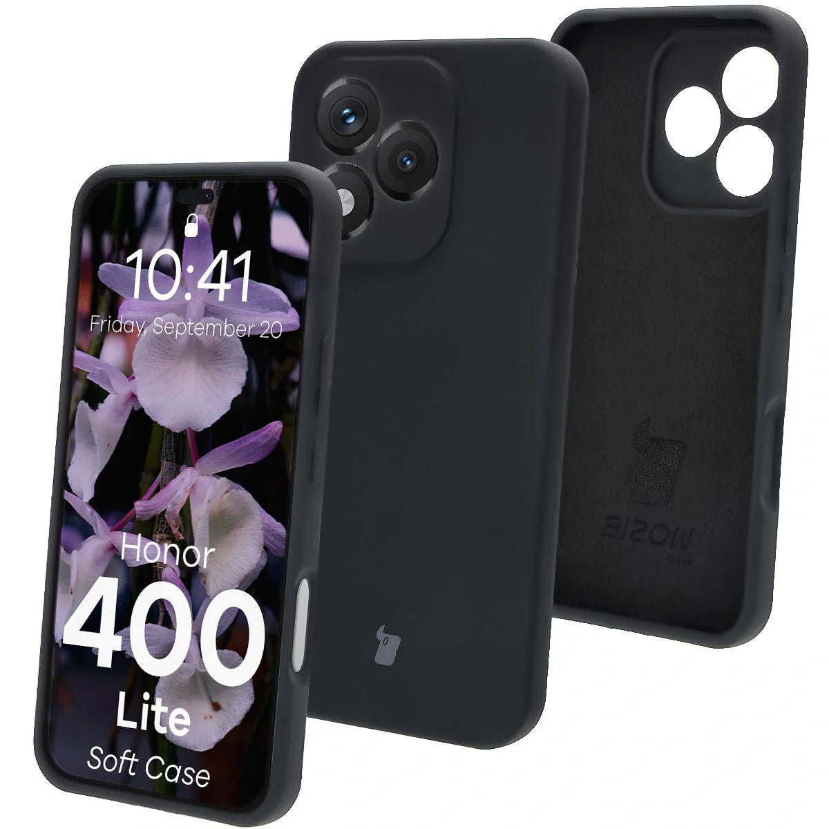 Silikon Handyhülle für Honor 400 Lite, Bizon Soft Case, Schwarz