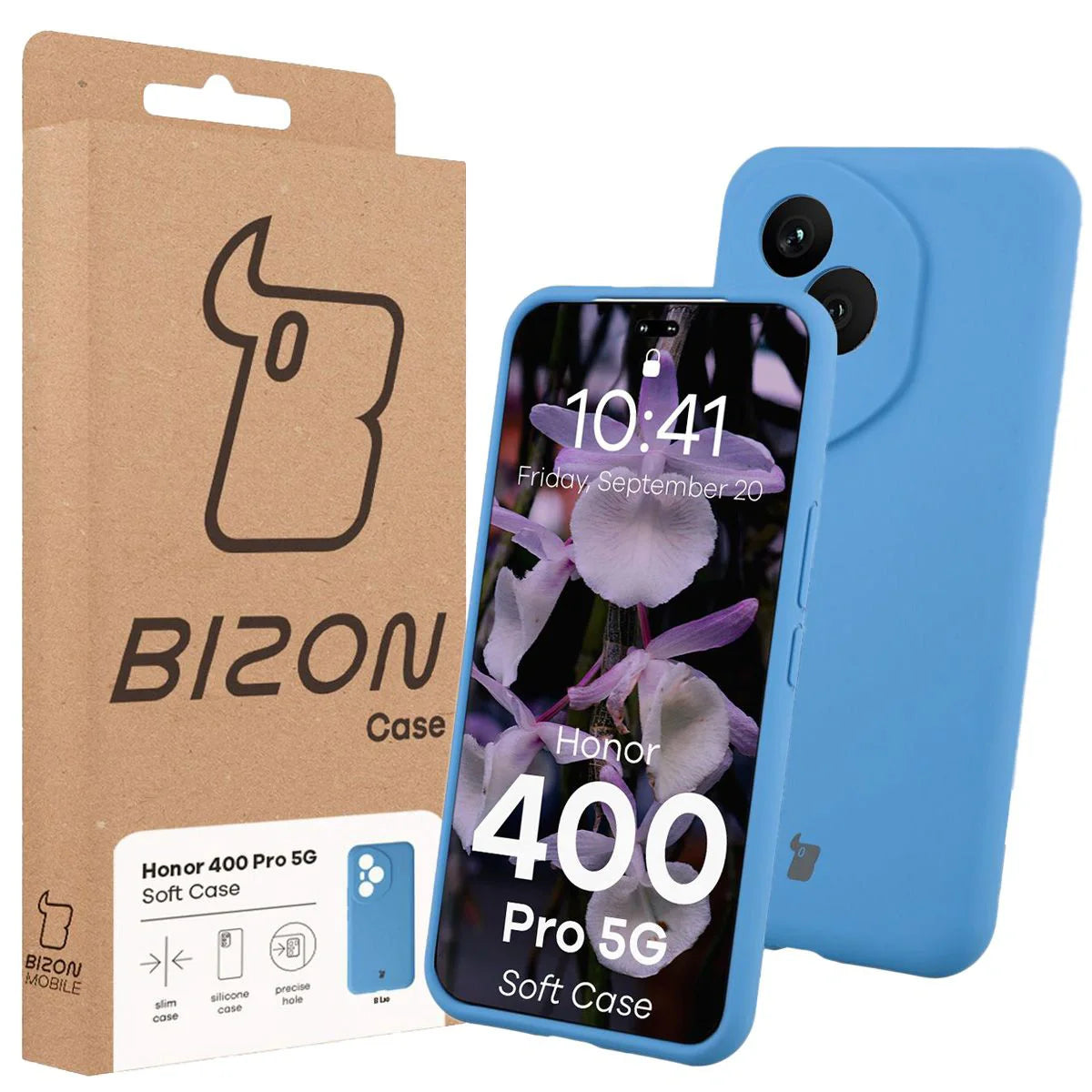 Silikon Handyhülle für Honor 400 Pro, Bizon Soft Case, Blau