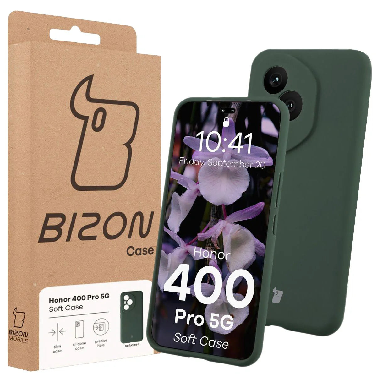 Silikon Handyhülle für Honor 400 Pro, Bizon Soft Case, Dunkelgrün