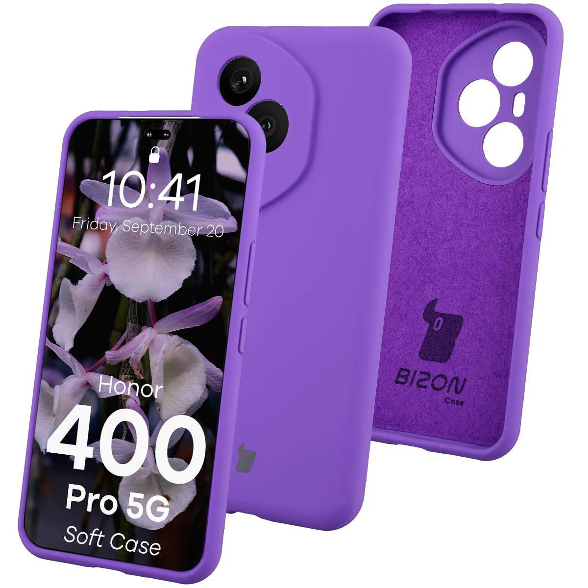 Silikon Handyhülle für Honor 400 Pro, Bizon Soft Case, Violett