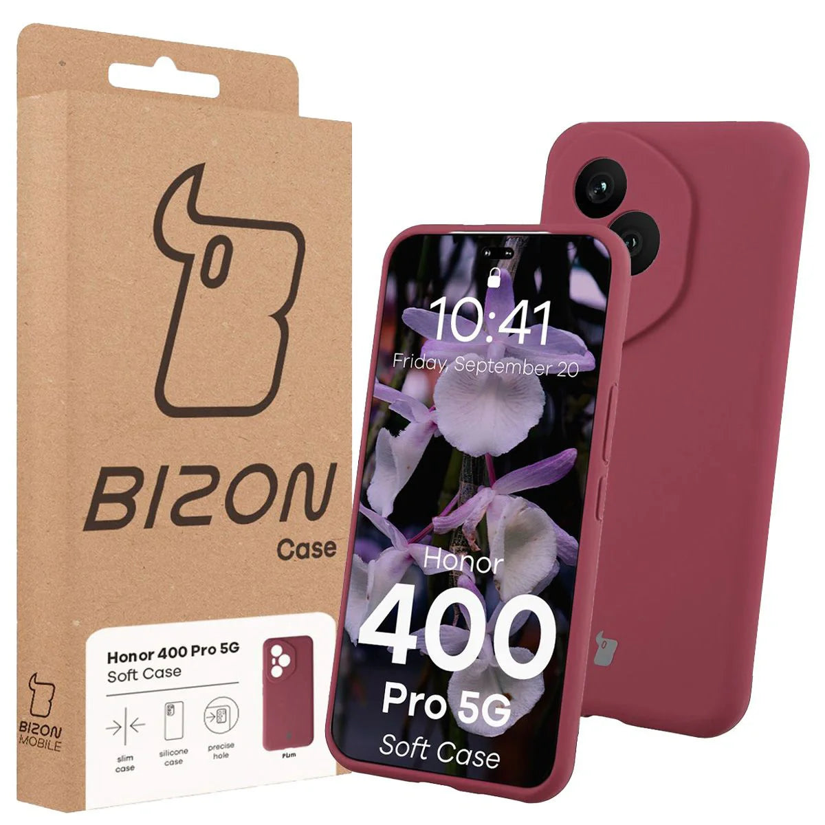 Silikon Handyhülle für Honor 400 Pro, Bizon Soft Case, Pflaumenfarbe