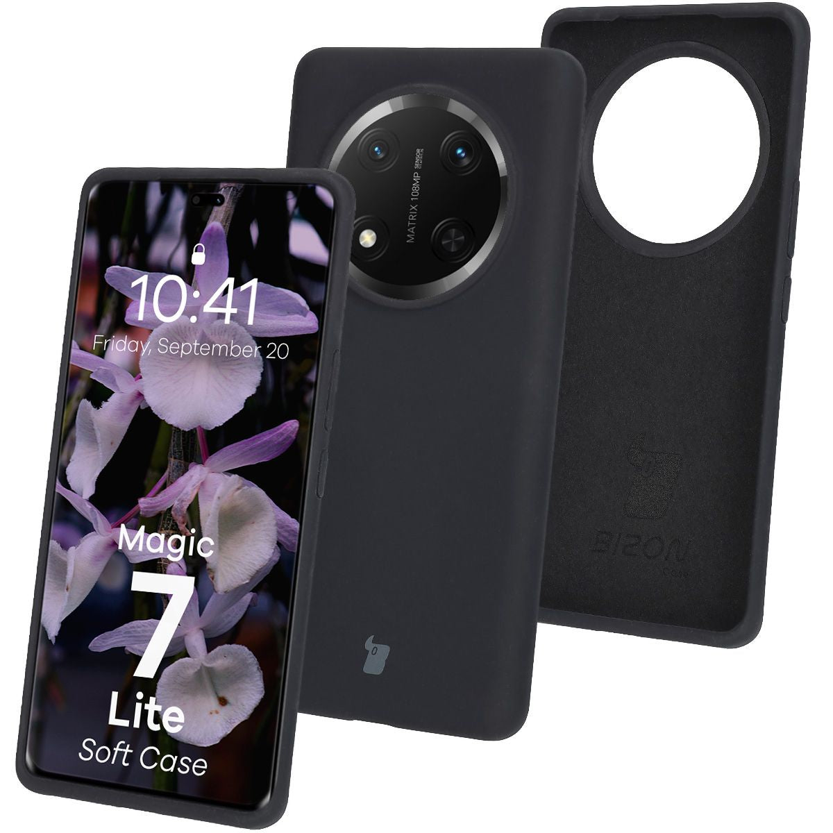 Silikon Handyhülle für Honor Magic7 Lite, Bizon Soft Case, Schwarz