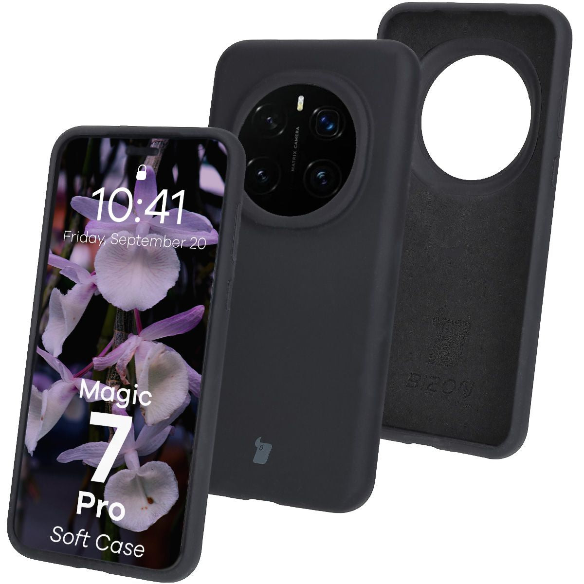 Silikon Handyhülle für Honor Magic7 Pro, Bizon Soft Case, Schwarz