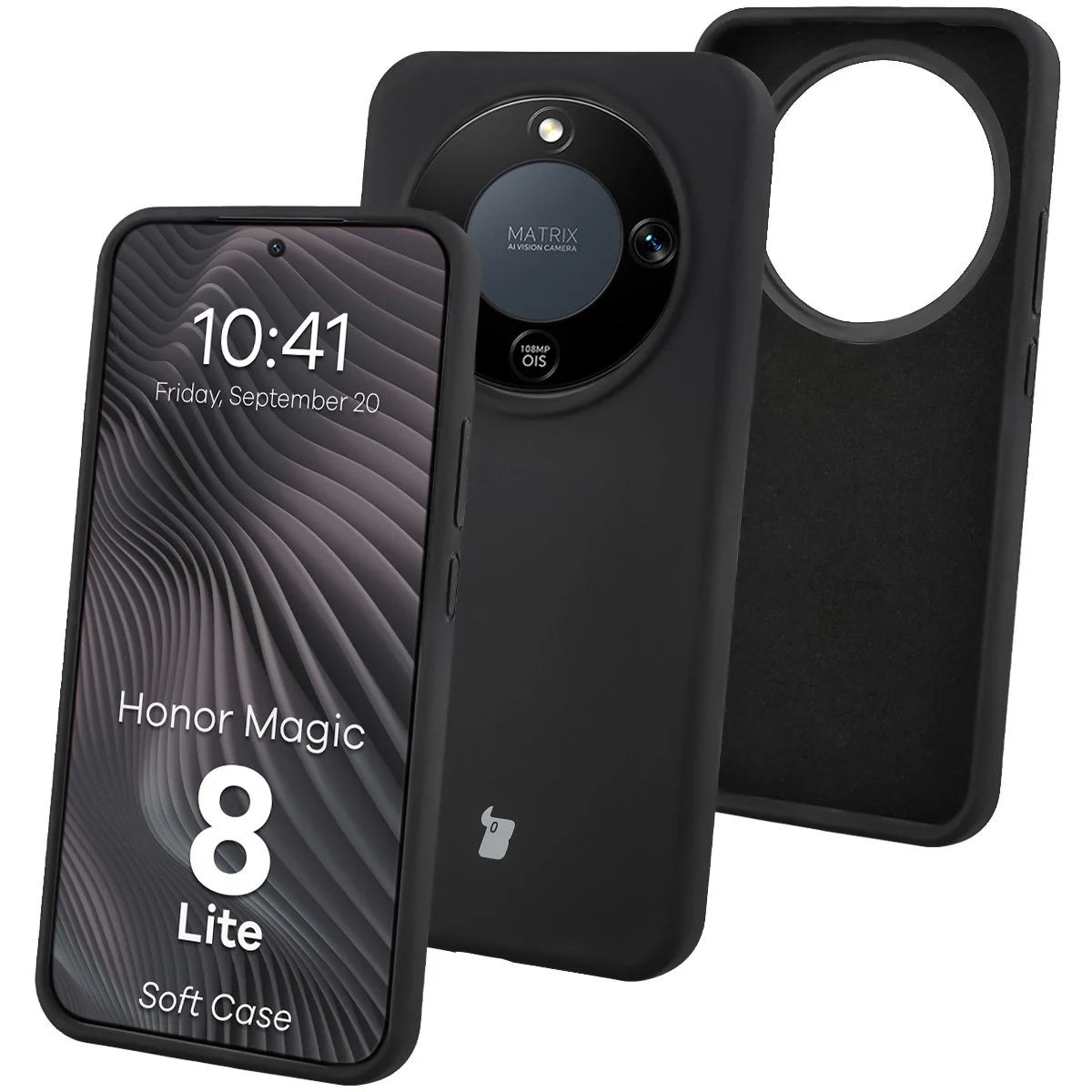 Silikon Handyhülle für Honor Magic8 Lite, Bizon Soft Case, Schwarz
