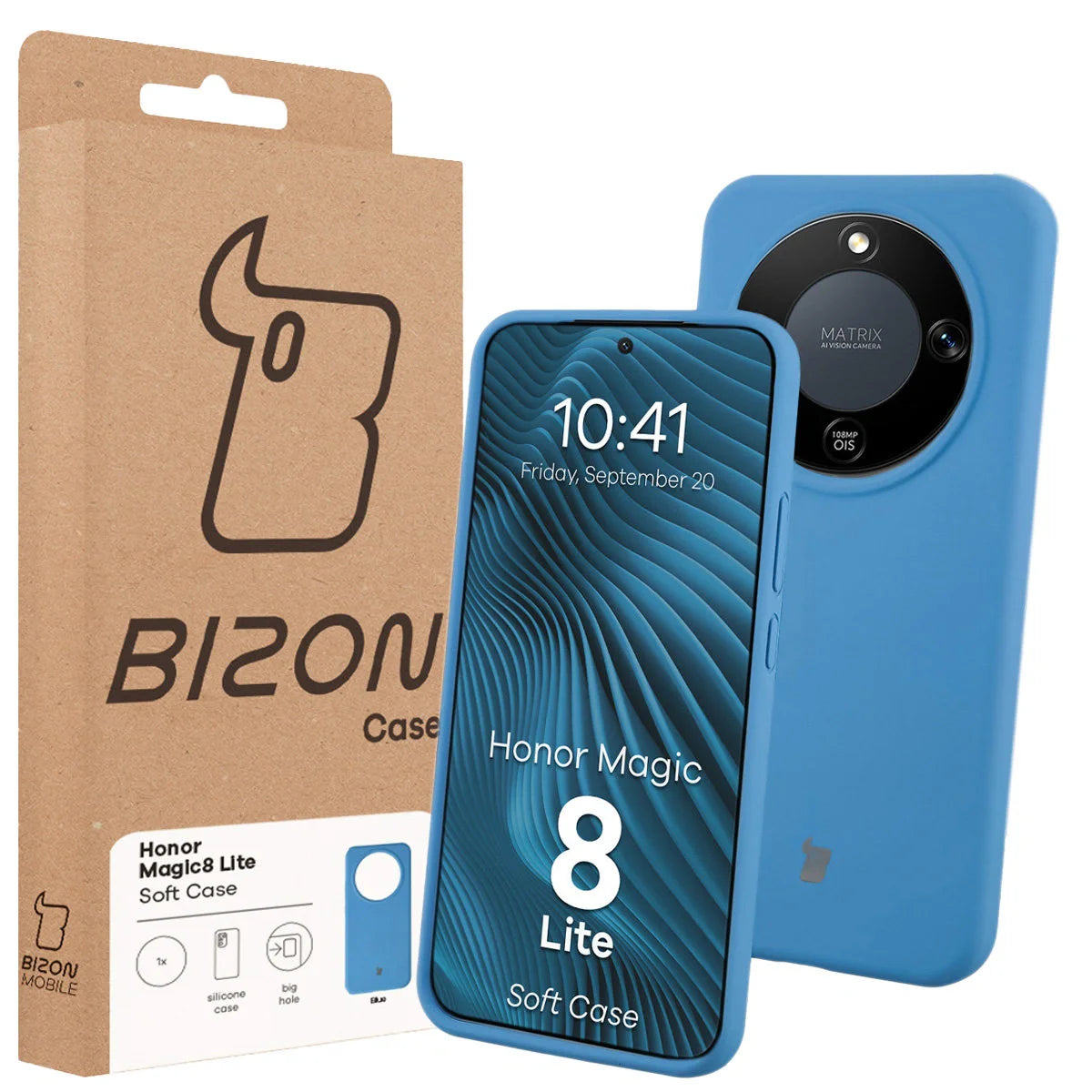 Silikon Handyhülle für Honor Magic8 Lite, Bizon Soft Case, Blau