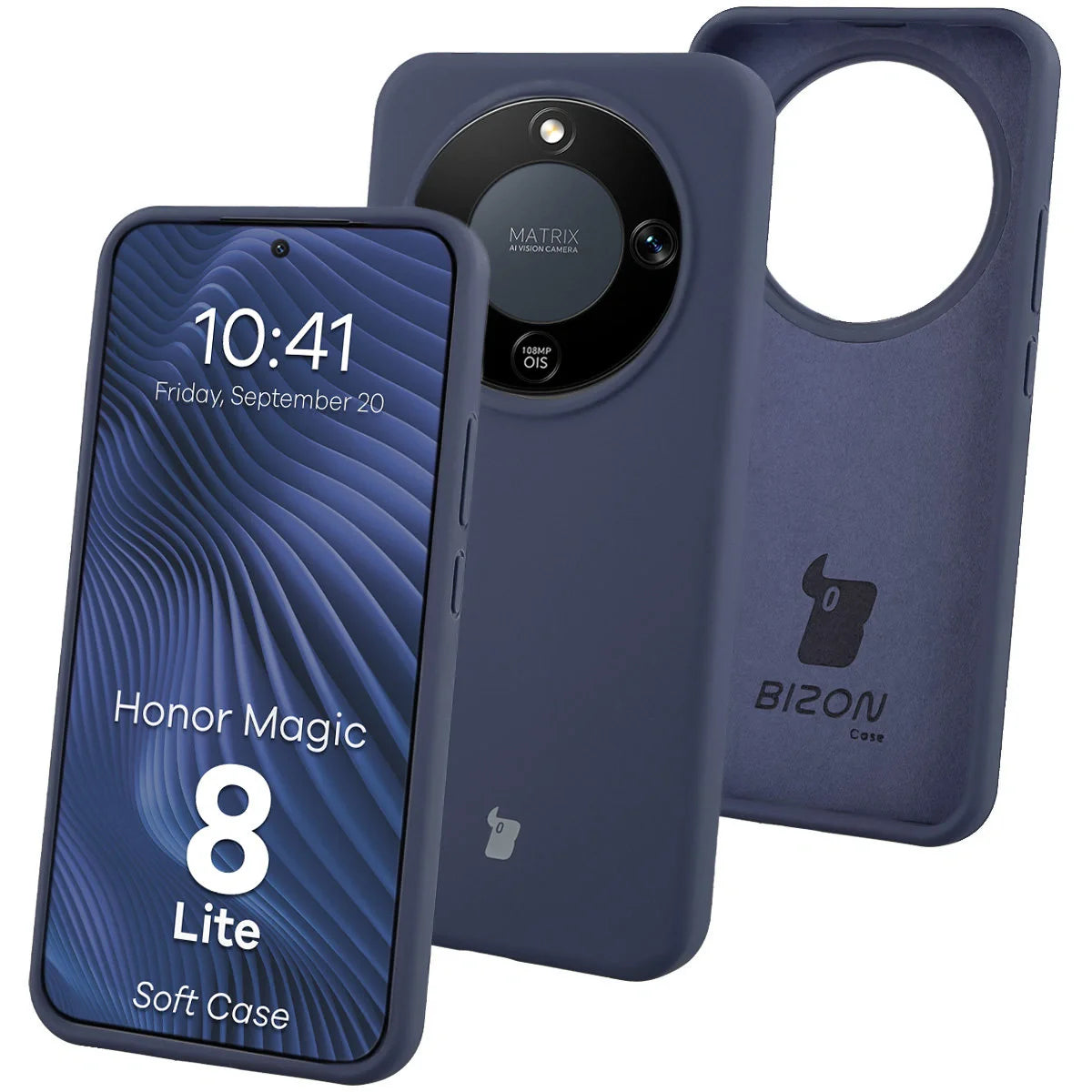 Silikon Handyhülle für Honor Magic8 Lite, Bizon Soft Case, Dunkelblau