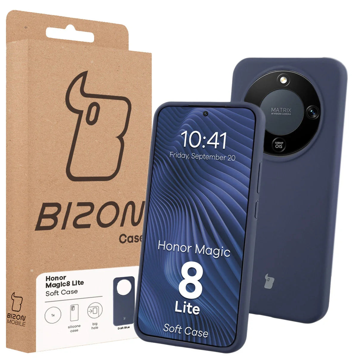 Silikon Handyhülle für Honor Magic8 Lite, Bizon Soft Case, Dunkelblau