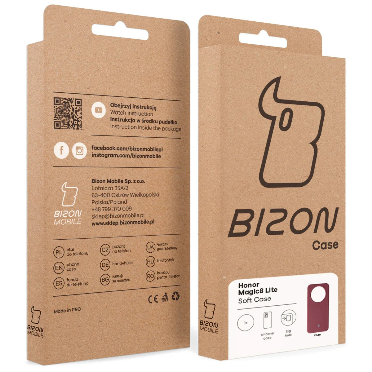 Silikon Handyhülle für Honor Magic8 Lite, Bizon Soft Case, Pflaumenfarbe