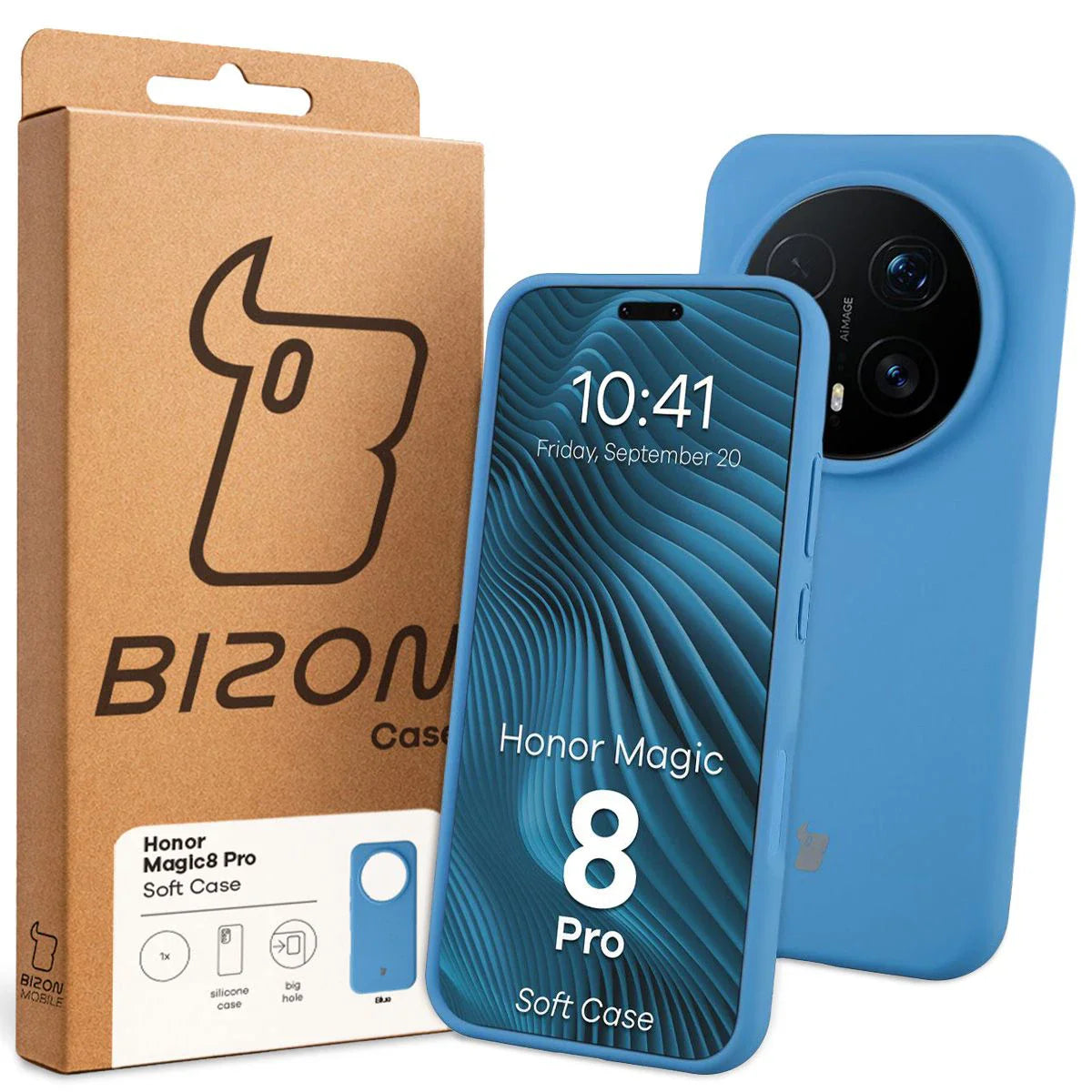 Silikon Handyhülle für Honor Magic8 Pro, Bizon Soft Case, Blau