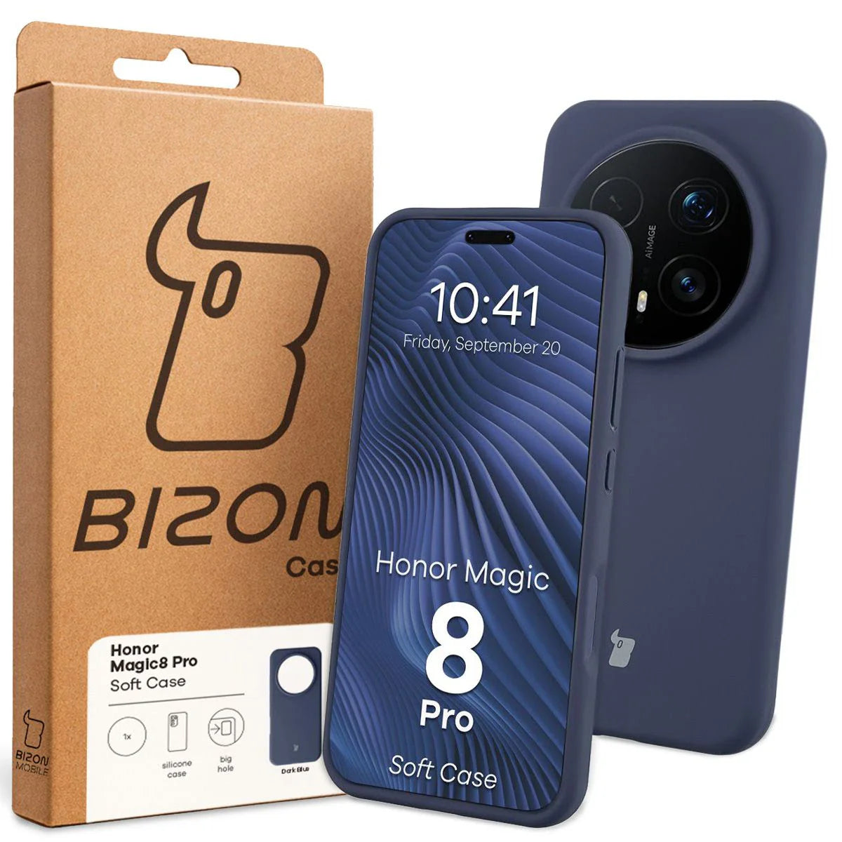 Silikon Handyhülle für Honor Magic8 Pro, Bizon Soft Case, Dunkelblau