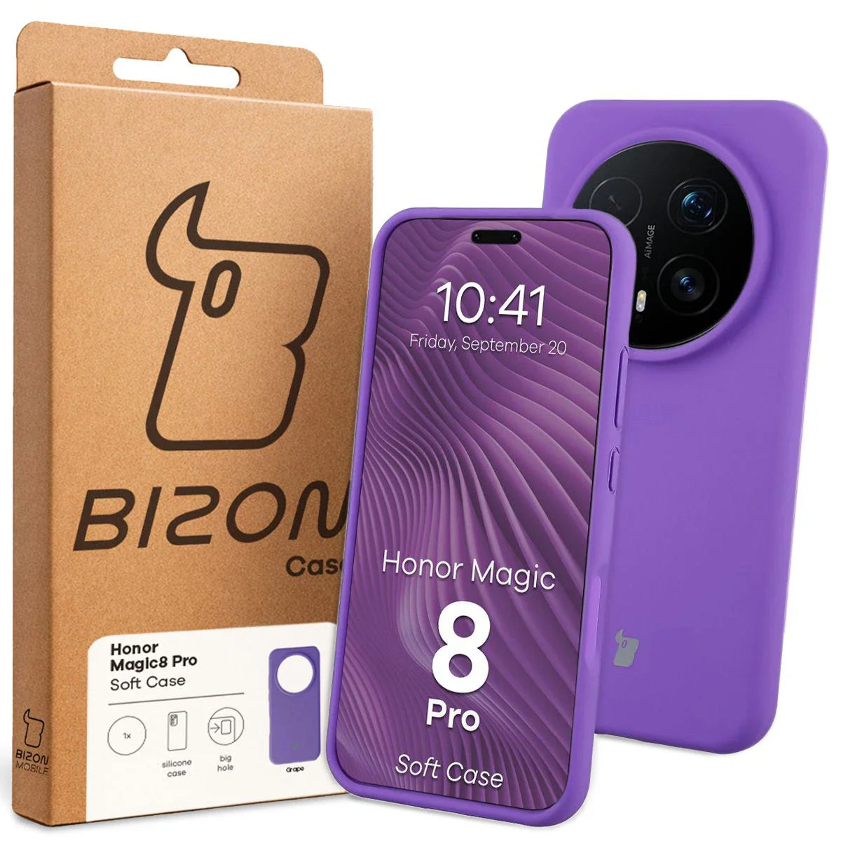 Silikon Handyhülle für Honor Magic8 Pro, Bizon Soft Case, Violett