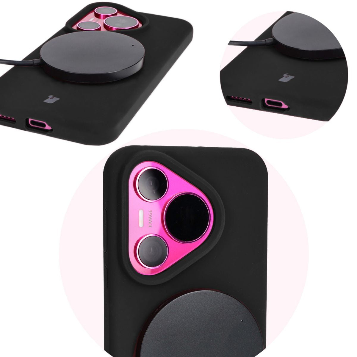 Silikon Handyhülle für Huawei Pura 70, Bizon Soft Case, Schwarz