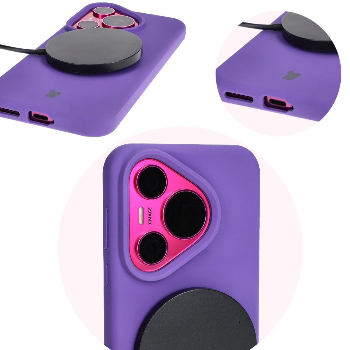Silikon Handyhülle für Huawei Pura 70, Bizon Soft Case, Violett