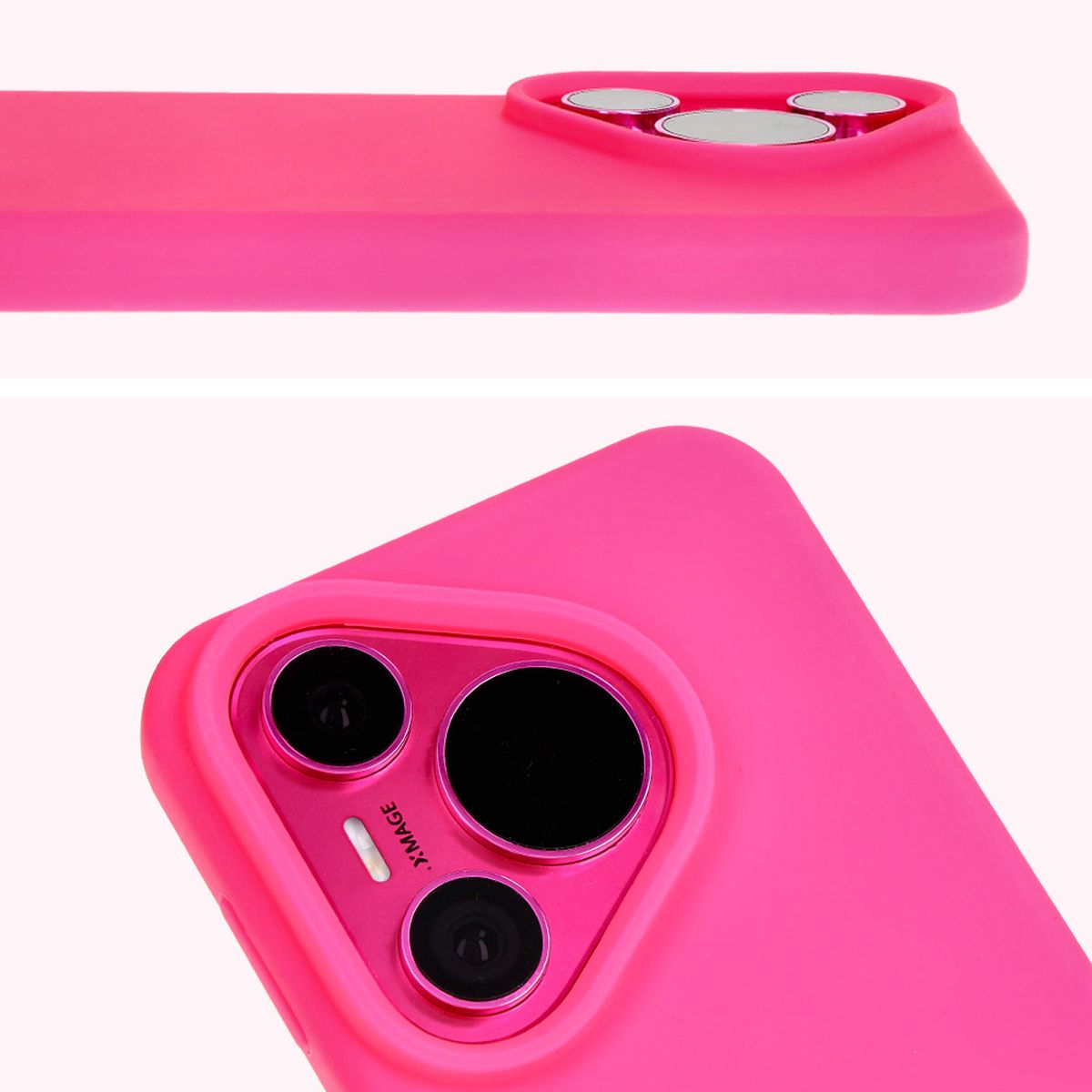 Silikon Handyhülle für Huawei Pura 70, Bizon Soft Case, Neon-Pink